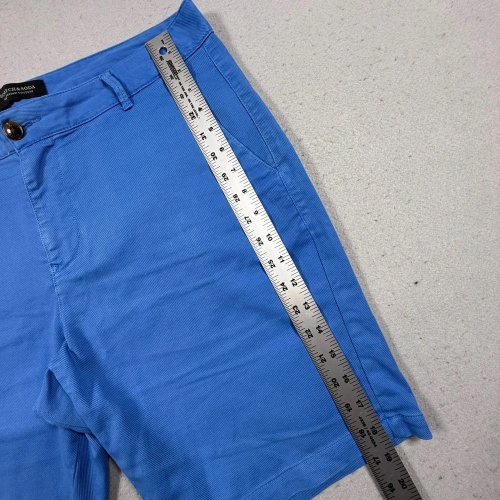 Scotch & Soda Mens Blue Cotton Chino Shorts Flat Front Casual 36